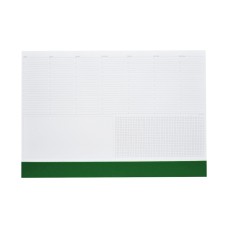 Asztali könyöklő fehér lapokkal zöld műbőrcsíkkal 570 x 390 mm  Realsystem 2026.