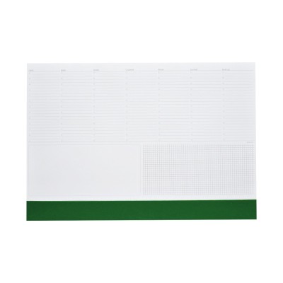 Asztali könyöklő fehér lapokkal zöld műbőrcsíkkal 570 x 390 mm  Realsystem 2026.