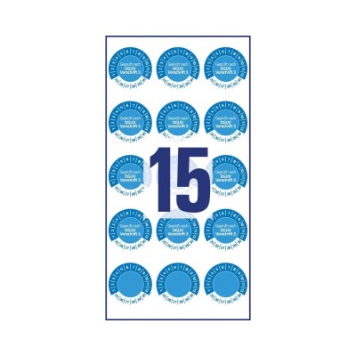 Etikett címke o20mm időjárásálló öntapadó plakett 2025-2030 15 címke/lap 8 ív/csomag Avery kék