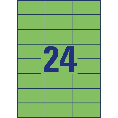 Etikett címke, 70 x37mm, univerzális, 24 címke/ív, 100 ív/doboz, Avery zöld