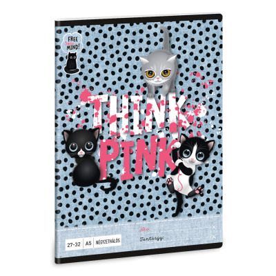 Füzet iskolai A5, 32lap, kockás 27-32 Ars Una THINK-PINK (5285) 23 10db/csomag