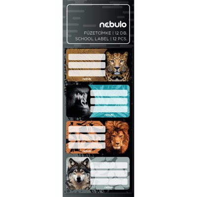 Füzetcímke 12db-os, Vadállatok, vegyes minták, Nebulo