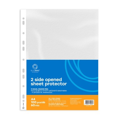 Genotherm lefűzhető, A4, 60 micron kétoldalt (felül és belül) nyitott narancsos Bluering® 100 db/csomag,