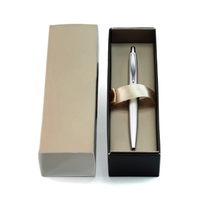 Golyóstoll 0,8mm, fém, rozsdamentes acél test, díszdobozban Bluering® Metal, írásszín kék