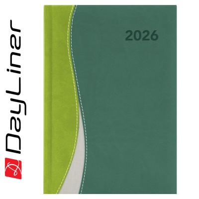Határidőnapló Dubai A5 heti, fehér lapokkal zöld-zöld Dayliner 2026.