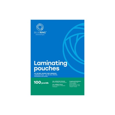 Lamináló fólia A5, 80 micron öntapadó hátlappal 100 db/doboz, Bluering®,