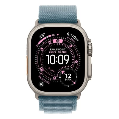 Okosóra Apple Watch Ultra 3 Cellular 49mm Natural Titanium Case with Light Blue Alpine Loop - Medium