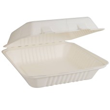 Papírdoboz ételes 1 részes HP3, 22,86 x 15,24 x 8,12 cm komposztálható cukornád 125 db/csomag, natúr