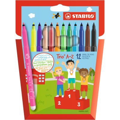 Rostirón, filctoll készlet, vízbázisú háromszögletű Stabilo Trio A-Z 378/12 12 klf. Szín