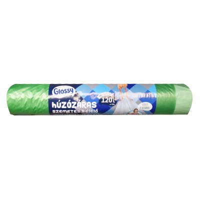Szemeteszsák zárószalagos 120 liter 70 x 105 cm 10 db/tekercs Glossy zöld