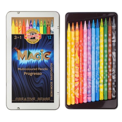 Színes varázsceruza készlet famentes PROGRESSO MAGIC 8772 KOH-I-NOOR 12 klf. szín