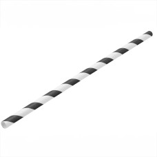 Szívószál papír 6 x 230 mm 250 db/csomag, fekete/ fehér csíkos