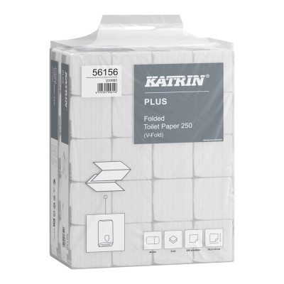 Toalettpapír 2 rétegű hajtogatott 250 lap/csomag 40 cs/karton Katrin_56156 fehér