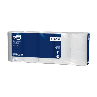Toalettpapír 2 rétegű átmérő: 12,5 cm 250 lap/32,5 m/tekercs 10 tek/csomag Universal T4 Tork_110794 fehér