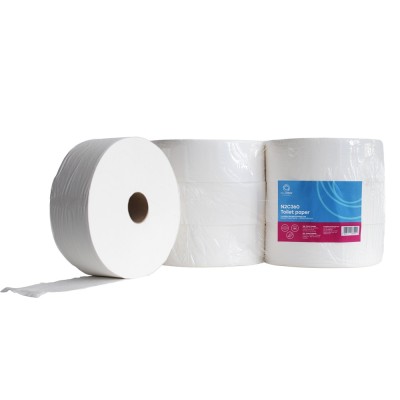 Toalettpapír 2 rétegű közületi átmérő: 27 cm 100% cellulóz 360 m/tek 6 tekercs/csomag erősített duda Bluering® hófehér