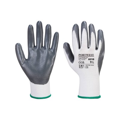 Védőkesztyű PU tenyérmártással nylon M-es méret  A310 Portwest szürke-fehér